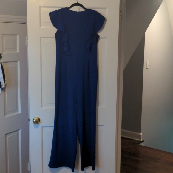 Romwe Cobalt blue jumpsuit with ruffle detail - Picture 2 of 4
